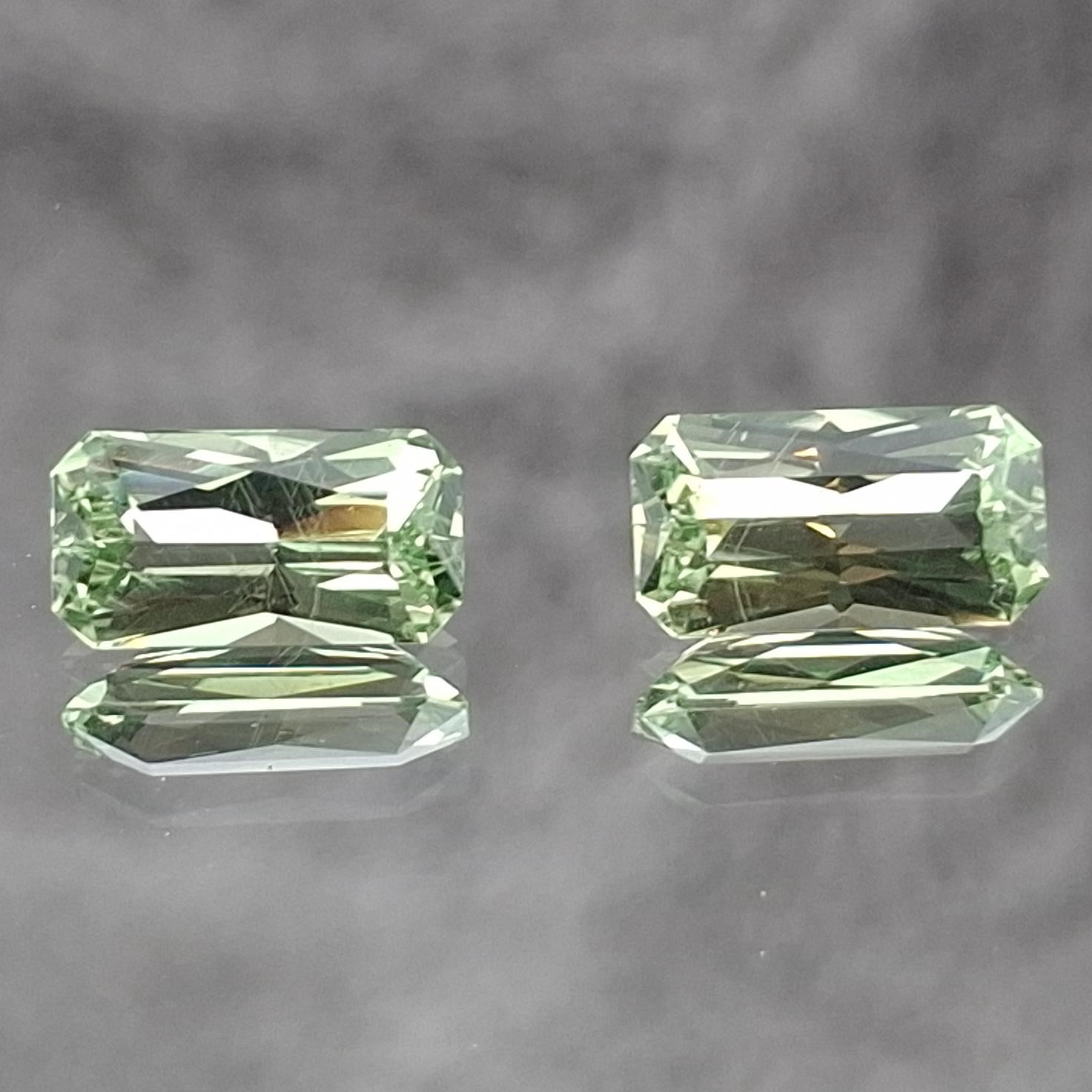 3.630 tcw. Pair Greenish Yellow Octagon Montana Sapphires